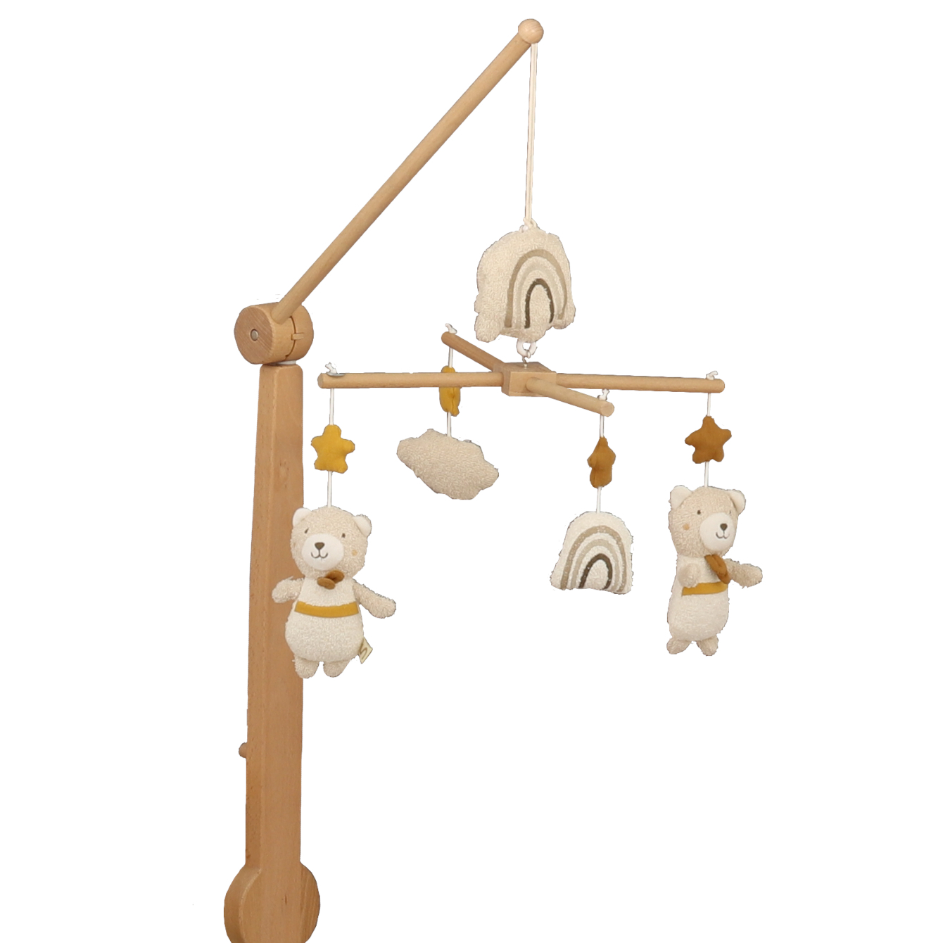 Mobile musical en bois avec jouets en coton, SAUTHON