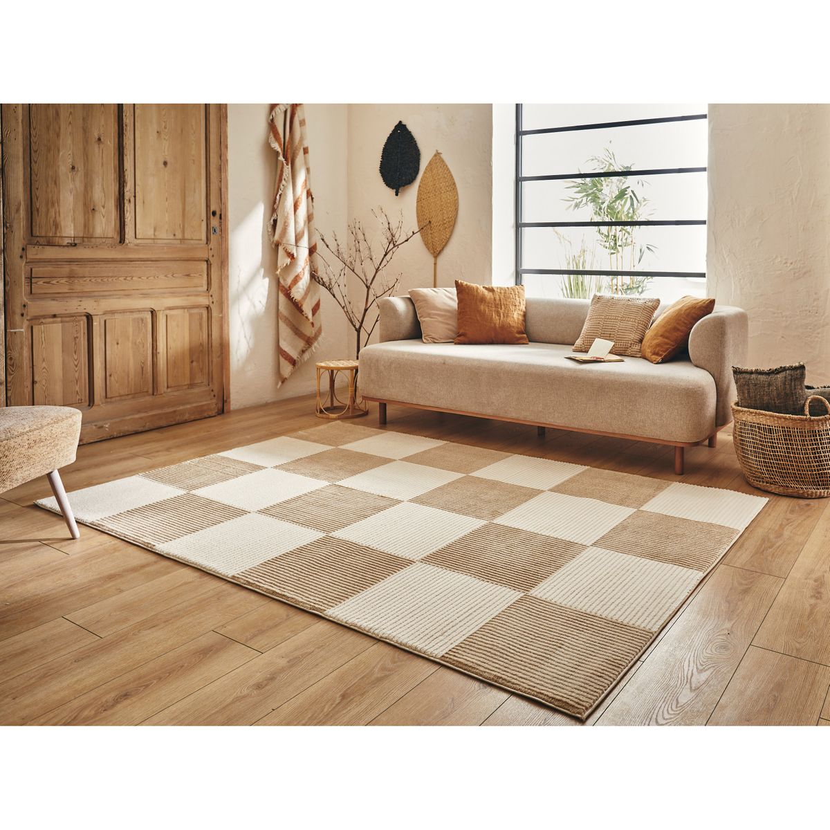 Tapis beige motif géométrique- 120x160 BIANCA