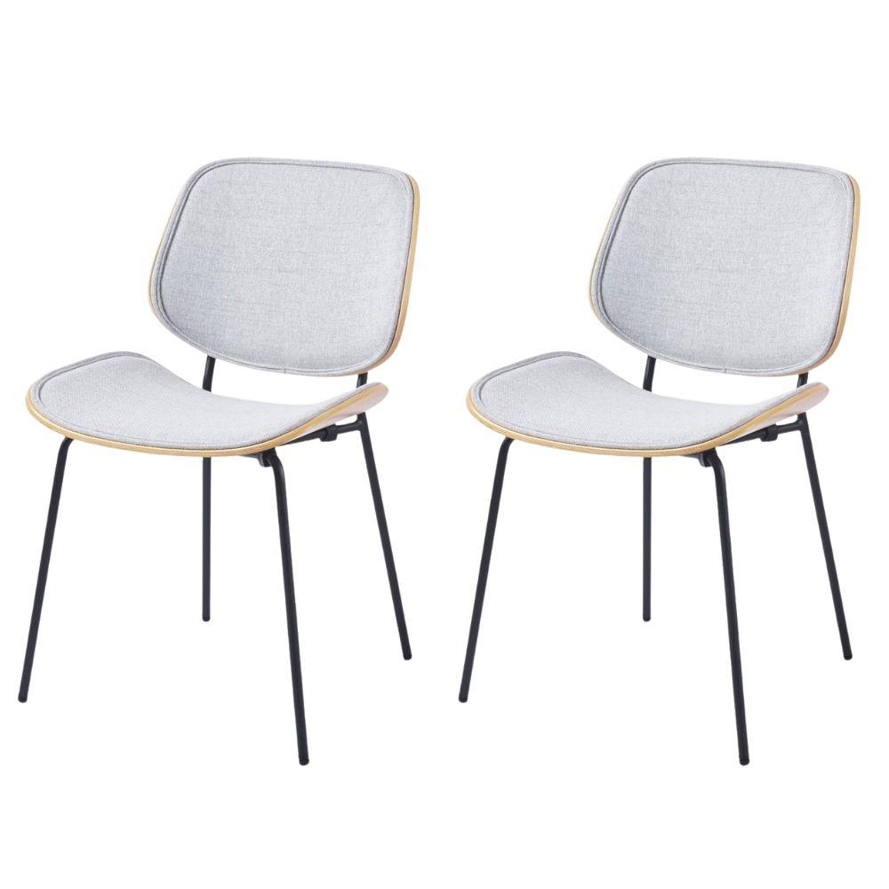 Chaise de salle à manger en tissu et chêne Atlanta (lot de 2), AMADEUS