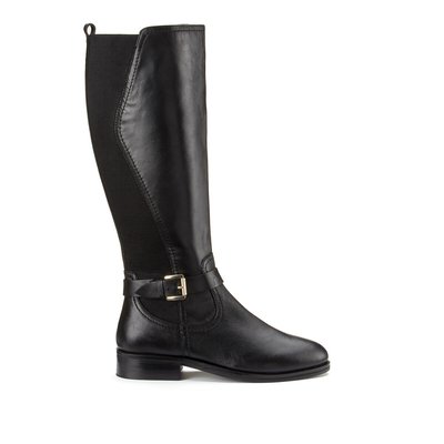 Wide Fit Riding Boots in Leather with Flat Heel LA REDOUTE COLLECTIONS PLUS