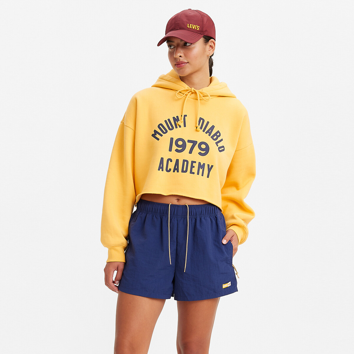 Printed cropped hoodie in cotton mix , yellow, Levi's | La Redoute