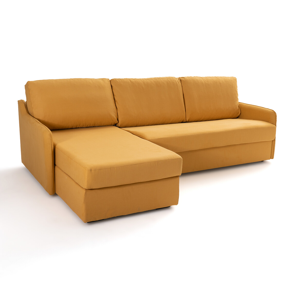 Canapé d'angle-lit coton/lin, mousse Nano