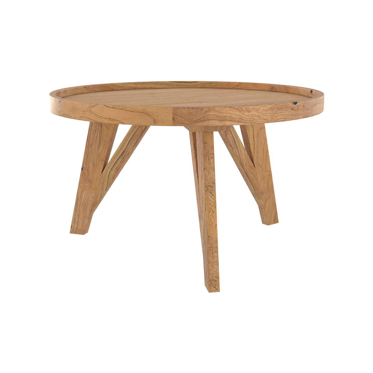 Table basse ronde en bois de teck recyclé D70 cm - OLY, MAISON PAVANE