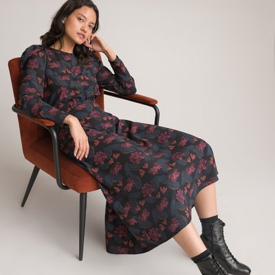 Recycled Floral Midaxi Dress with Puff Sleeves and Low Back LA REDOUTE COLLECTIONS