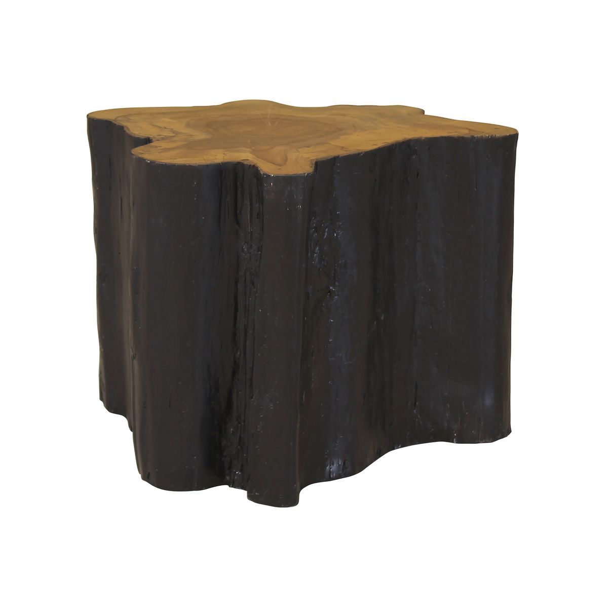 Table d'appoint en bois de teck brûlé KURO