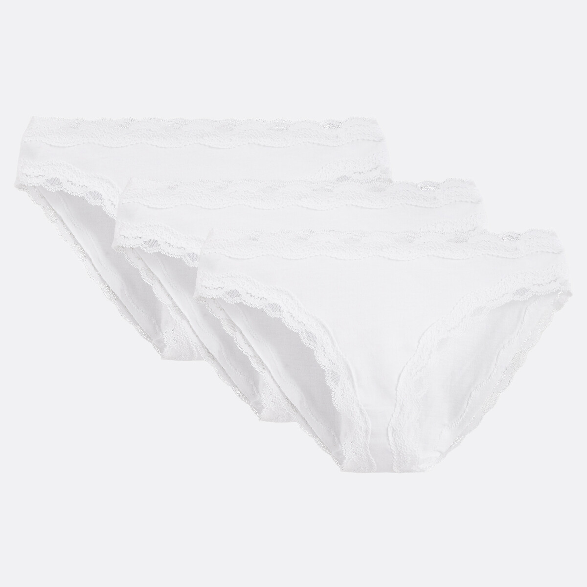 Set van 3 slips in katoen en kant, LA REDOUTE COLLECTIONS
