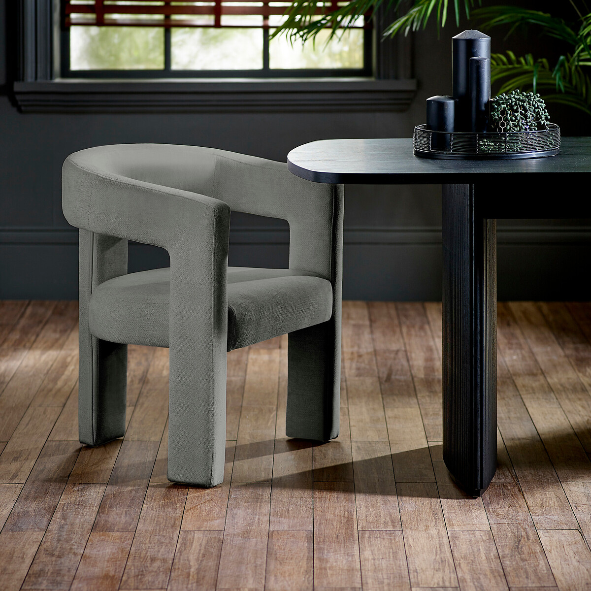 Eleni Sculptural Curve Chenille Upholstered Chair, SO'HOME