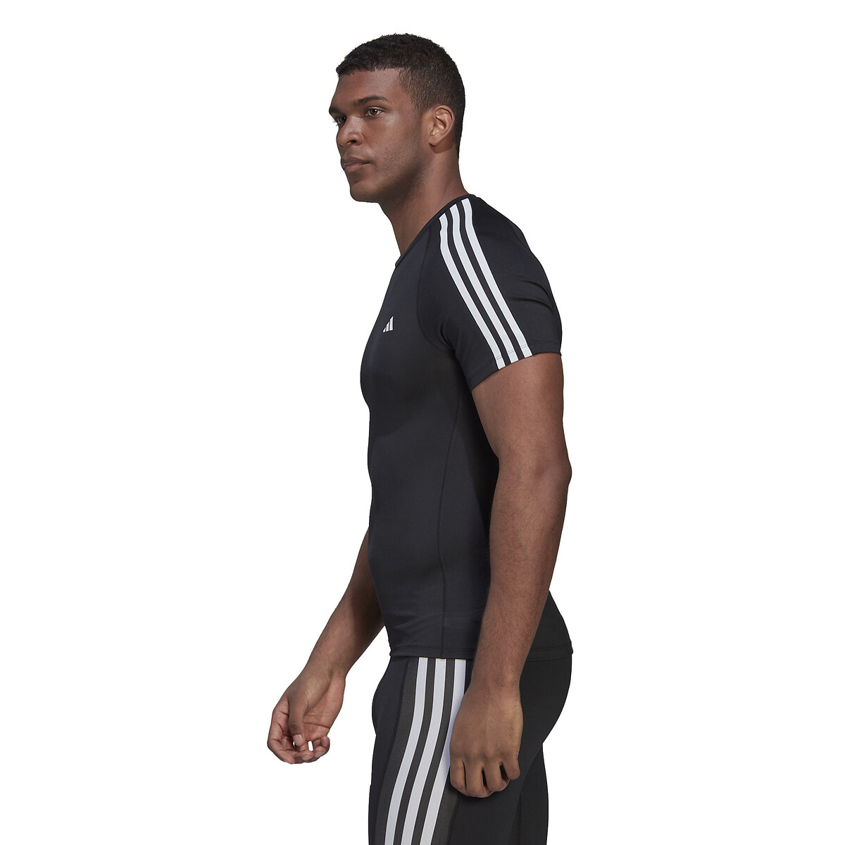 Adidas essential 3 stripe hotsell t shirt