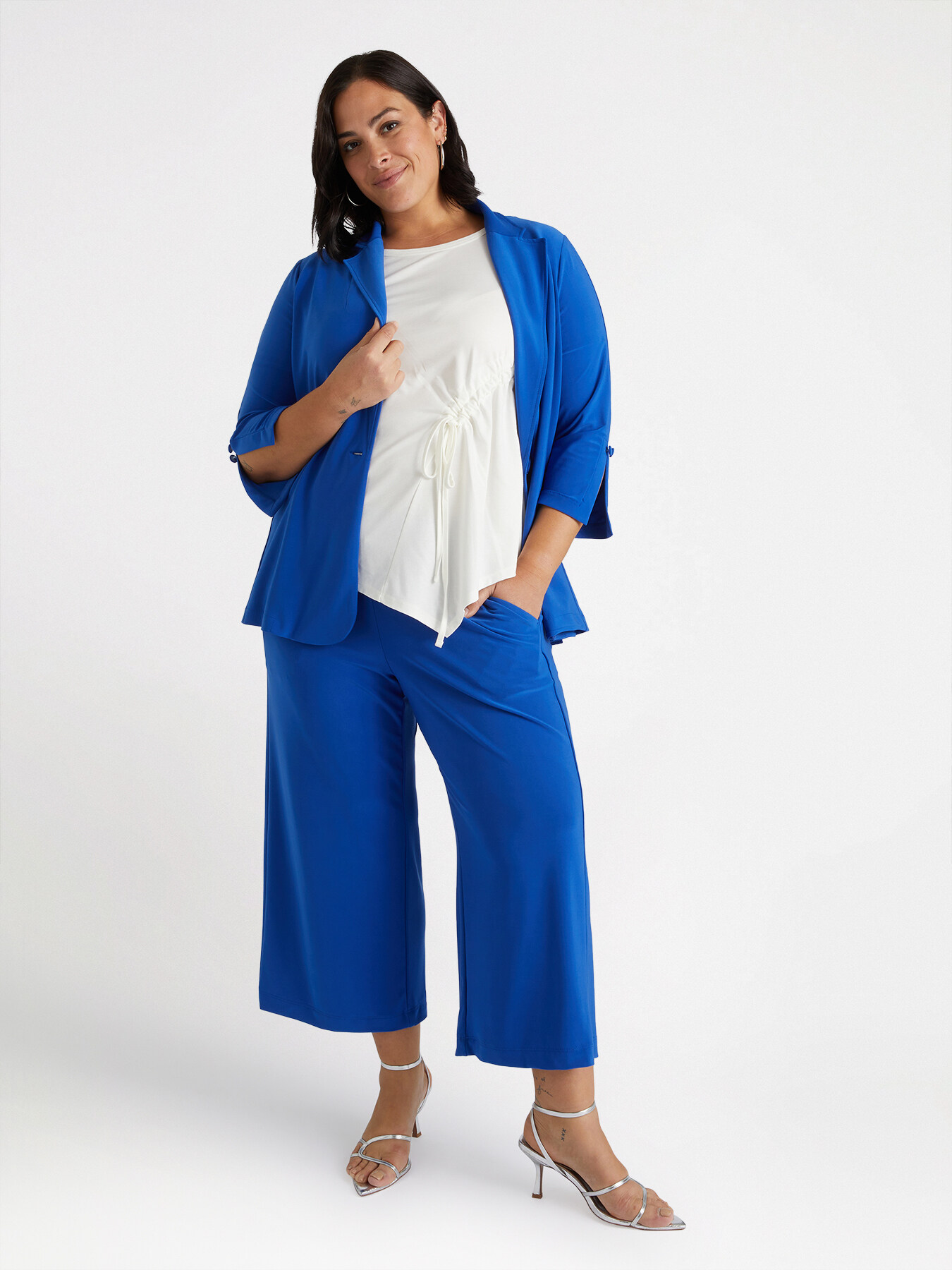 Pantalón ancho cropped de punto, FIORELLA RUBINO