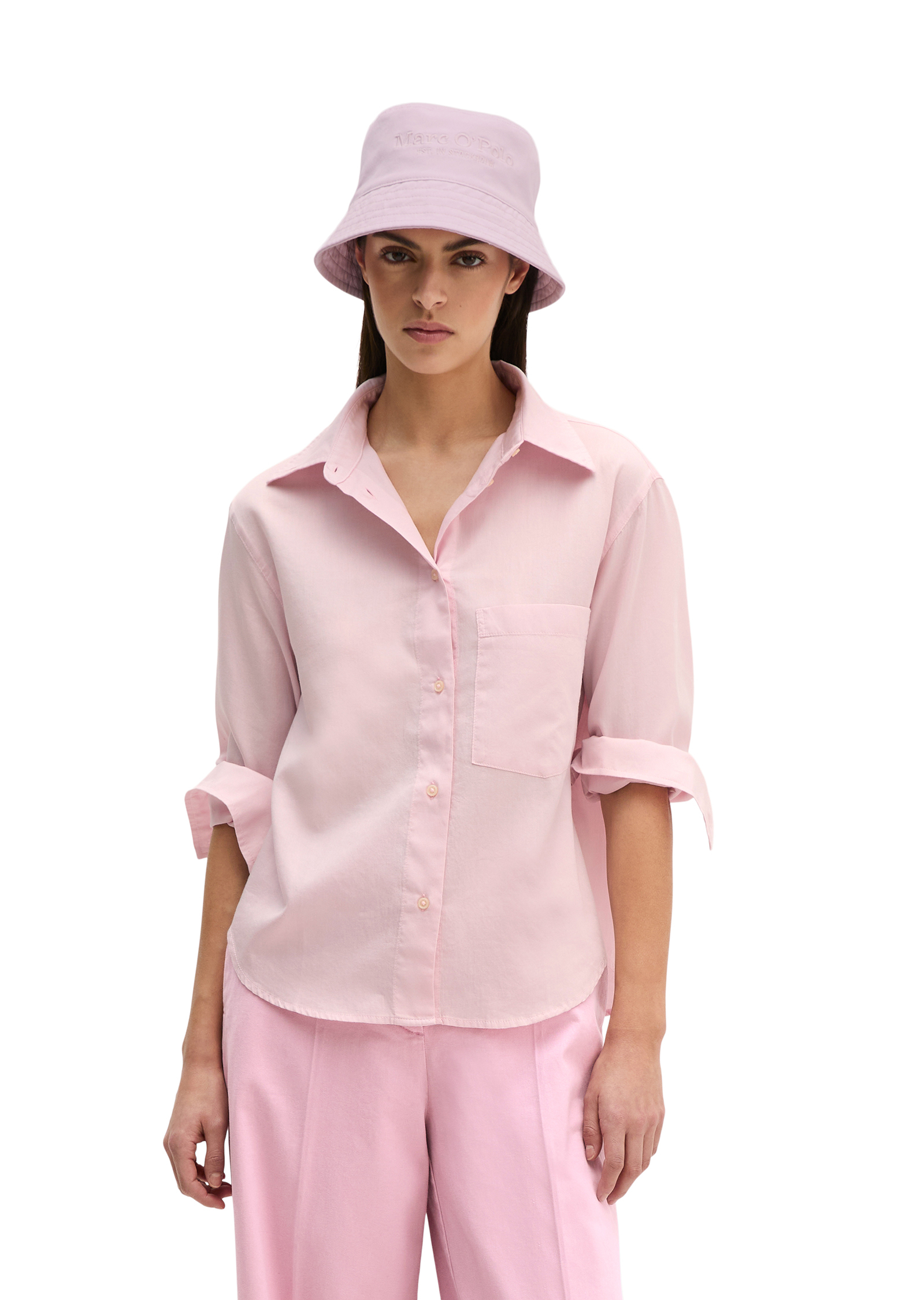 Blouse relaxed cropped en satin de coton, MARC O'POLO