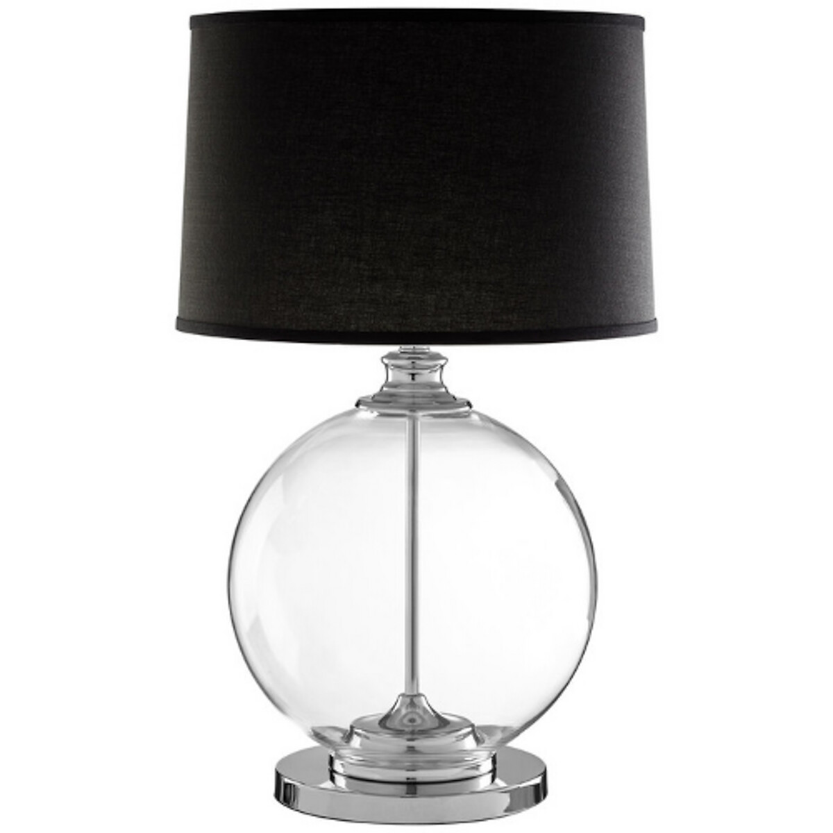 Medium Glass Orb With Linen Shade Table, Glass Light Shades For Table Lamps