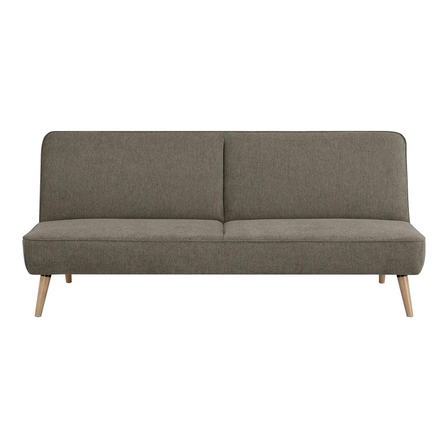 Canapé-lit 2 places en tissu marron et pieds bois HARDEN, PIER IMPORT