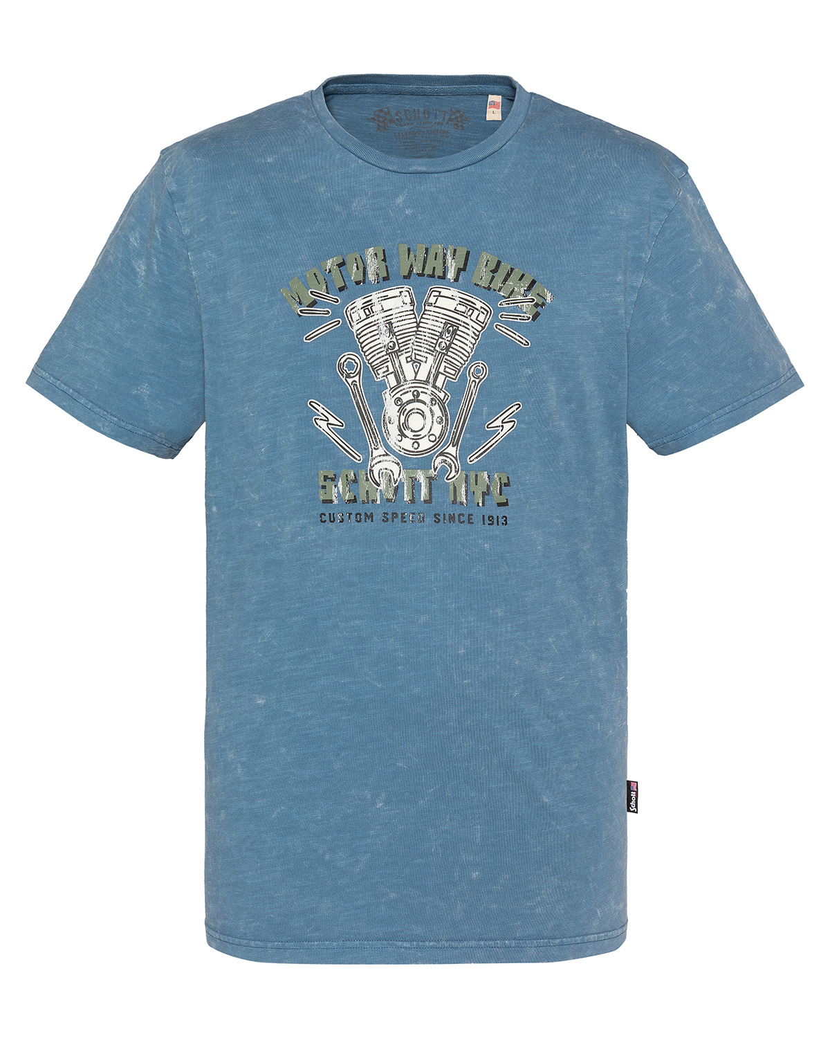 T-shirt biker, effet flammé, SCHOTT