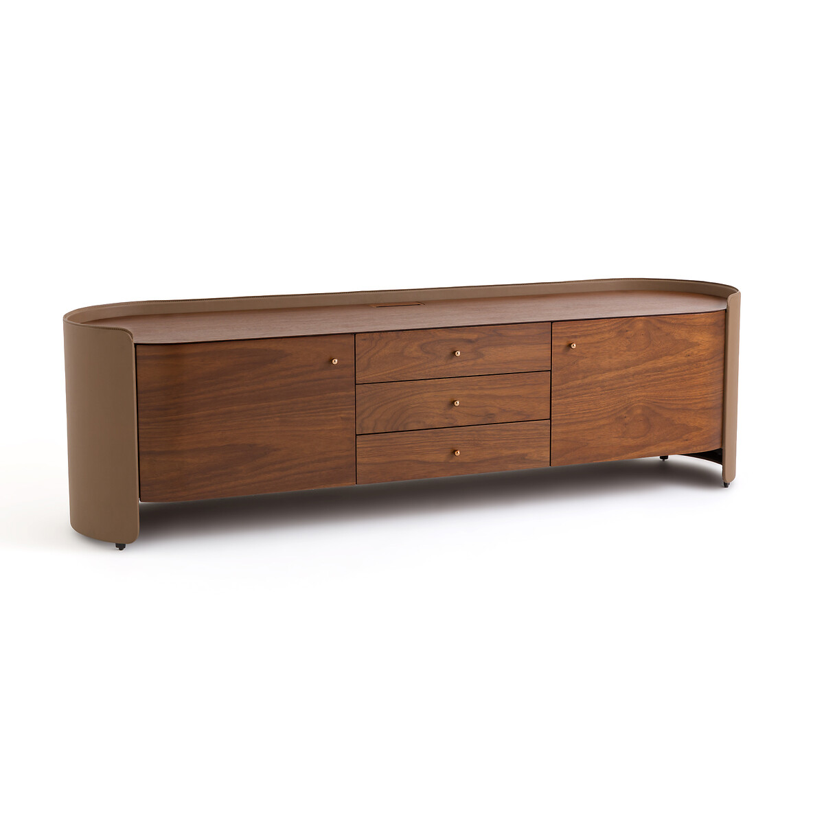 Firmo Walnut and Leather TV Cabinet
