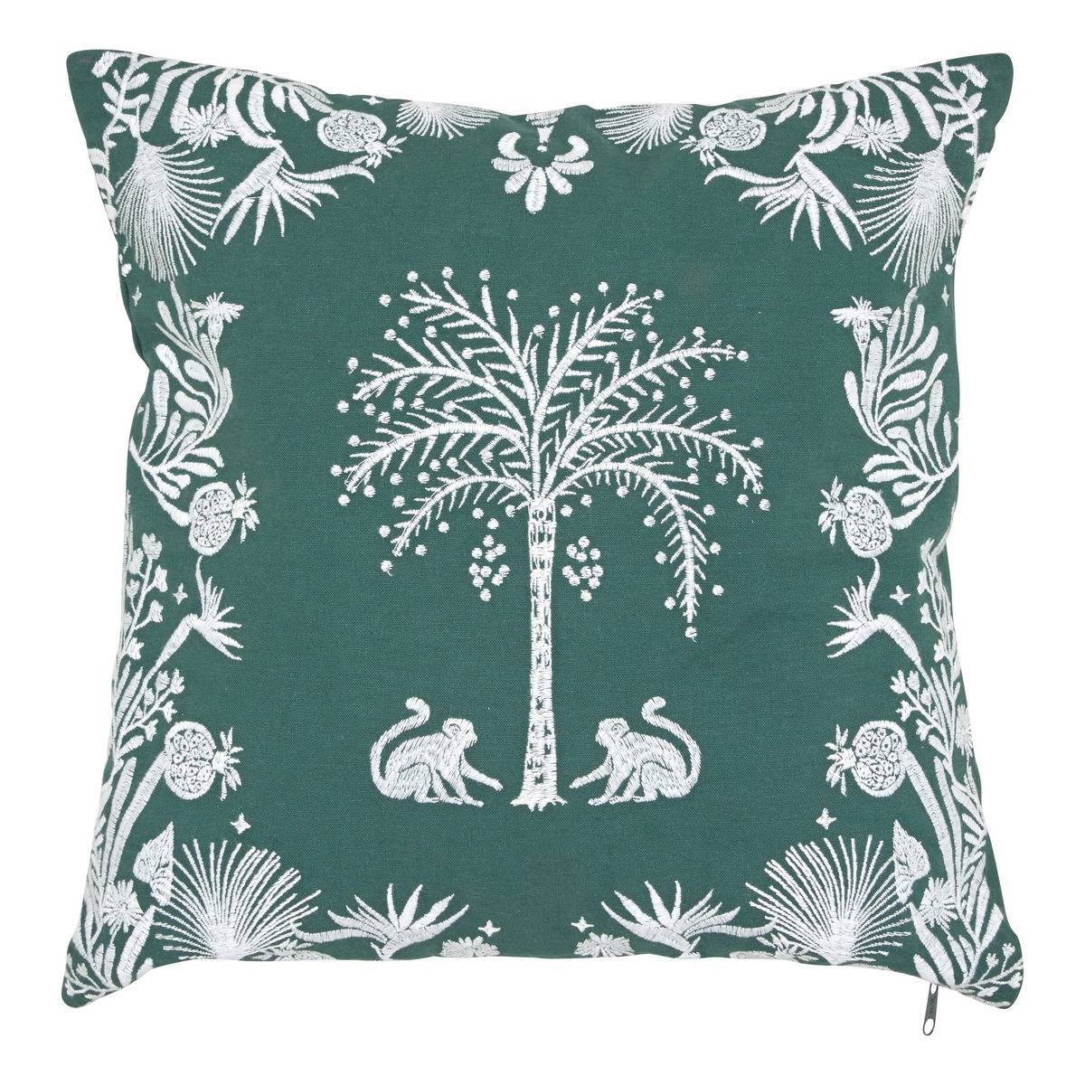 Coussin déhoussable en coton brodé THE PALM RESORT, ATMOSPHERA