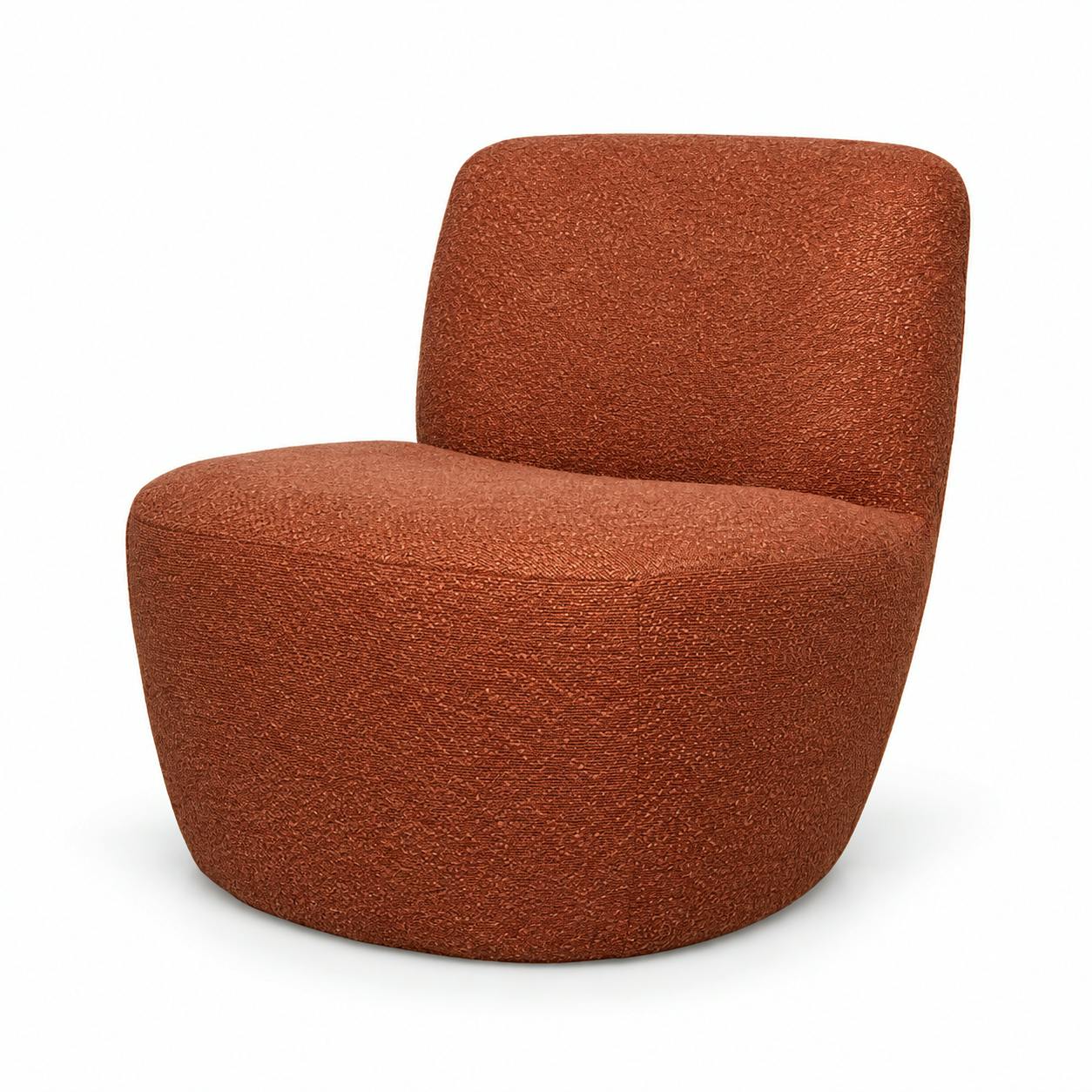 Fauteuil arrondi tissu bouclettes terracotta MALMOE, PIER IMPORT