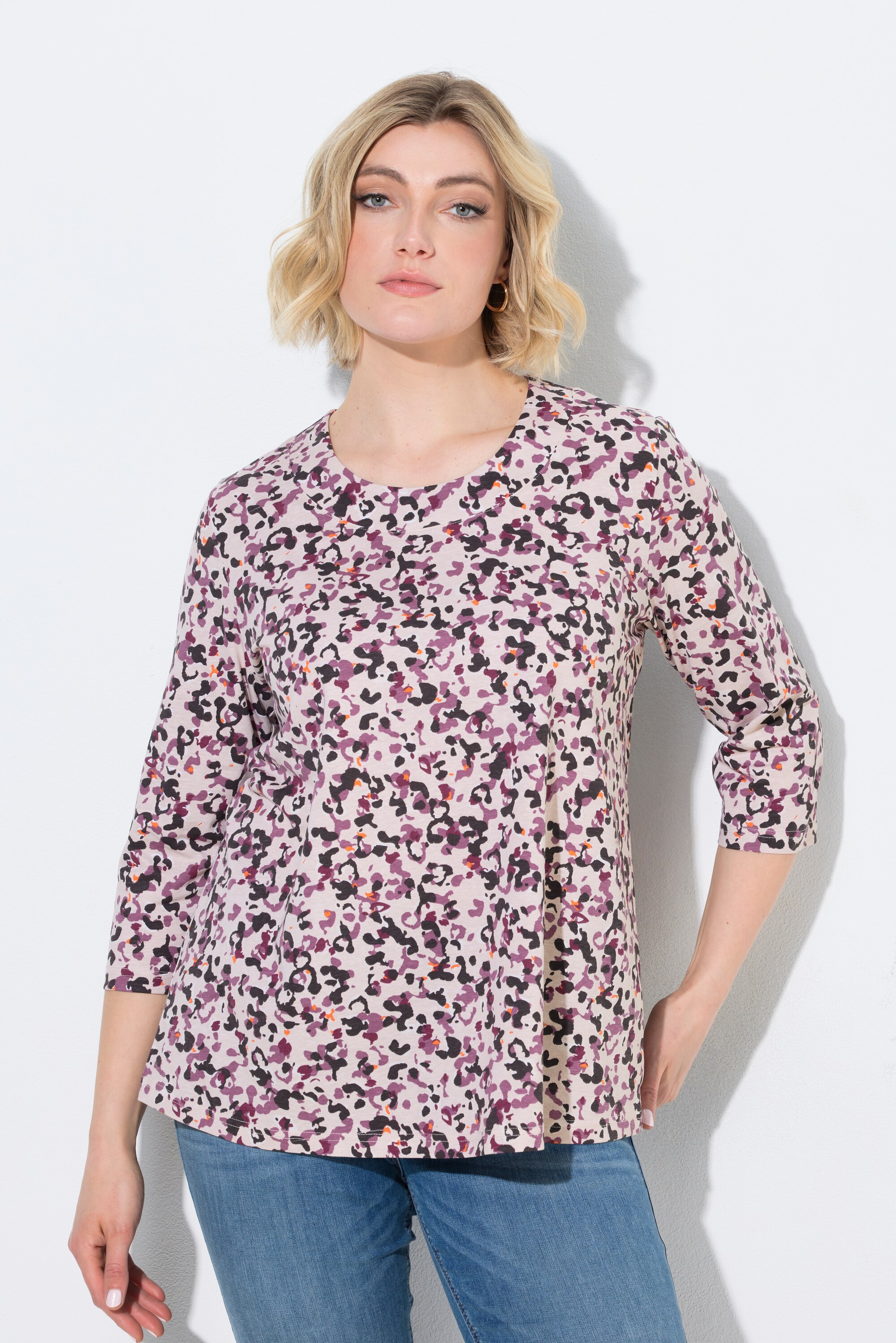 T-shirt motif léopard. décolleté rond, ULLA POPKEN