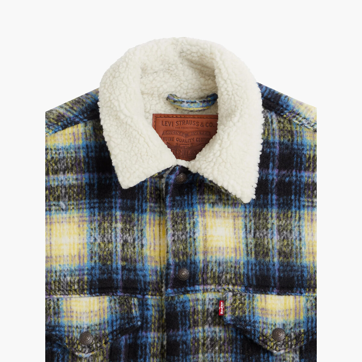 Scotch & soda plaid faux sales shearling lined wool blend trucker jacket