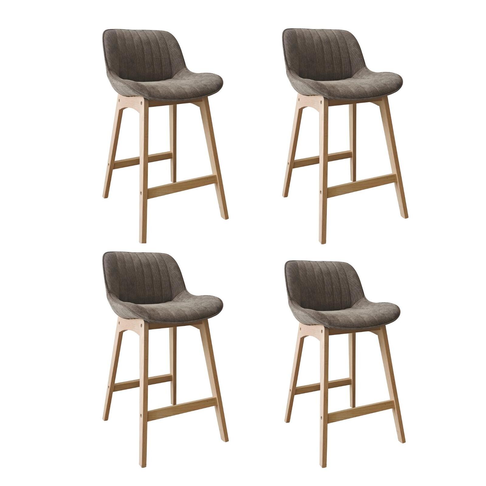 Lot de chaises de bar en chêne et tissu velours côtelé H65cm NORDEN, MOB IN