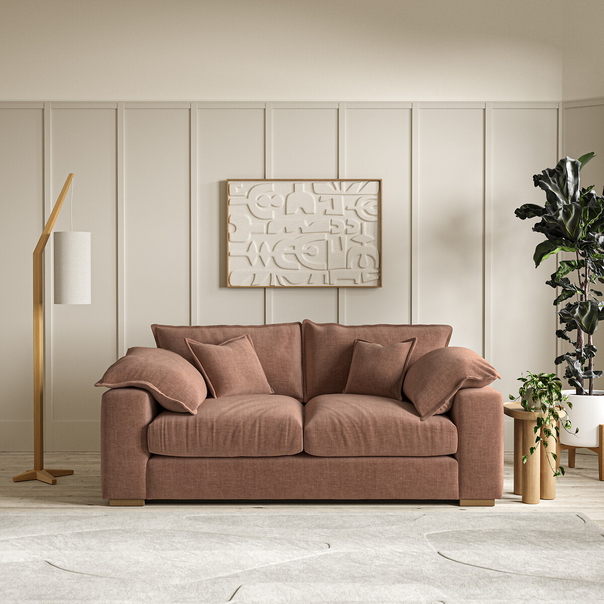 Camille Vintage Chenille 3 Seater Sofa with Oak Feet, ÉDITÉ