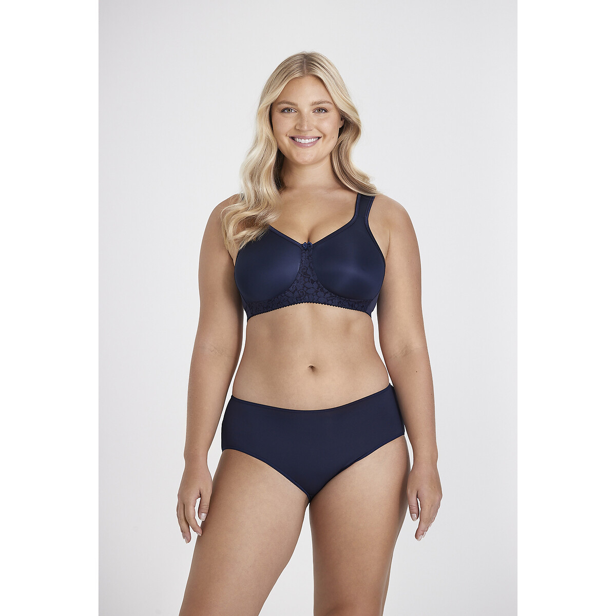  Miss Mary of Sweden Smooth Lacy Support Cup Non-Wired T-Shirt  Bra Dark Blue 34 B : Clothing, Shoes & Jewelry