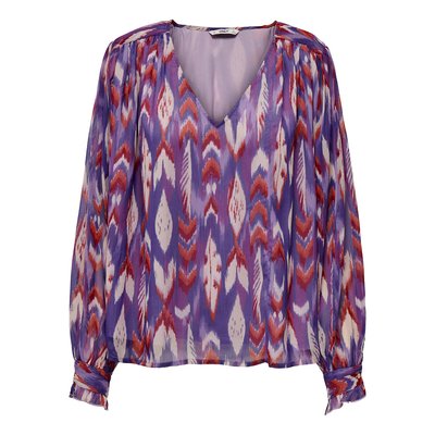Graphic Print Draping Blouse with V-Neck ONLY TALL