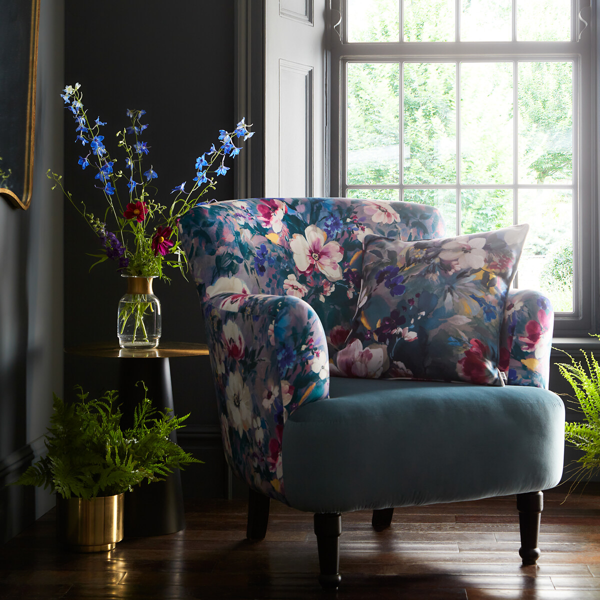 Blue best sale floral chair