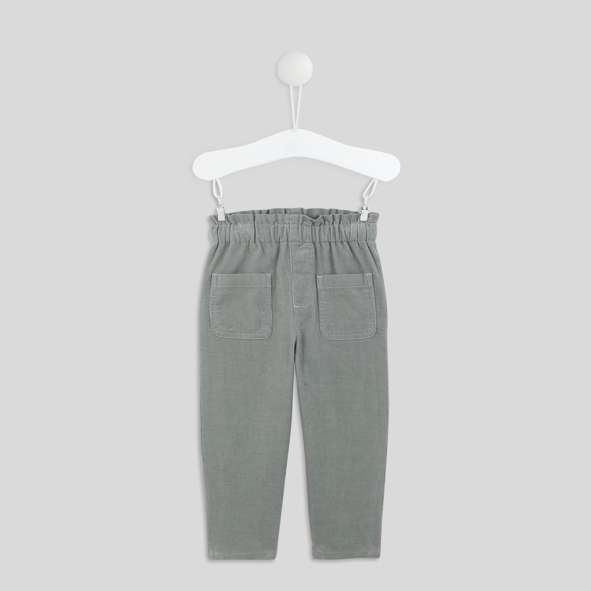 Pantalon uni en velours doubl taille lastique fille oeko tex