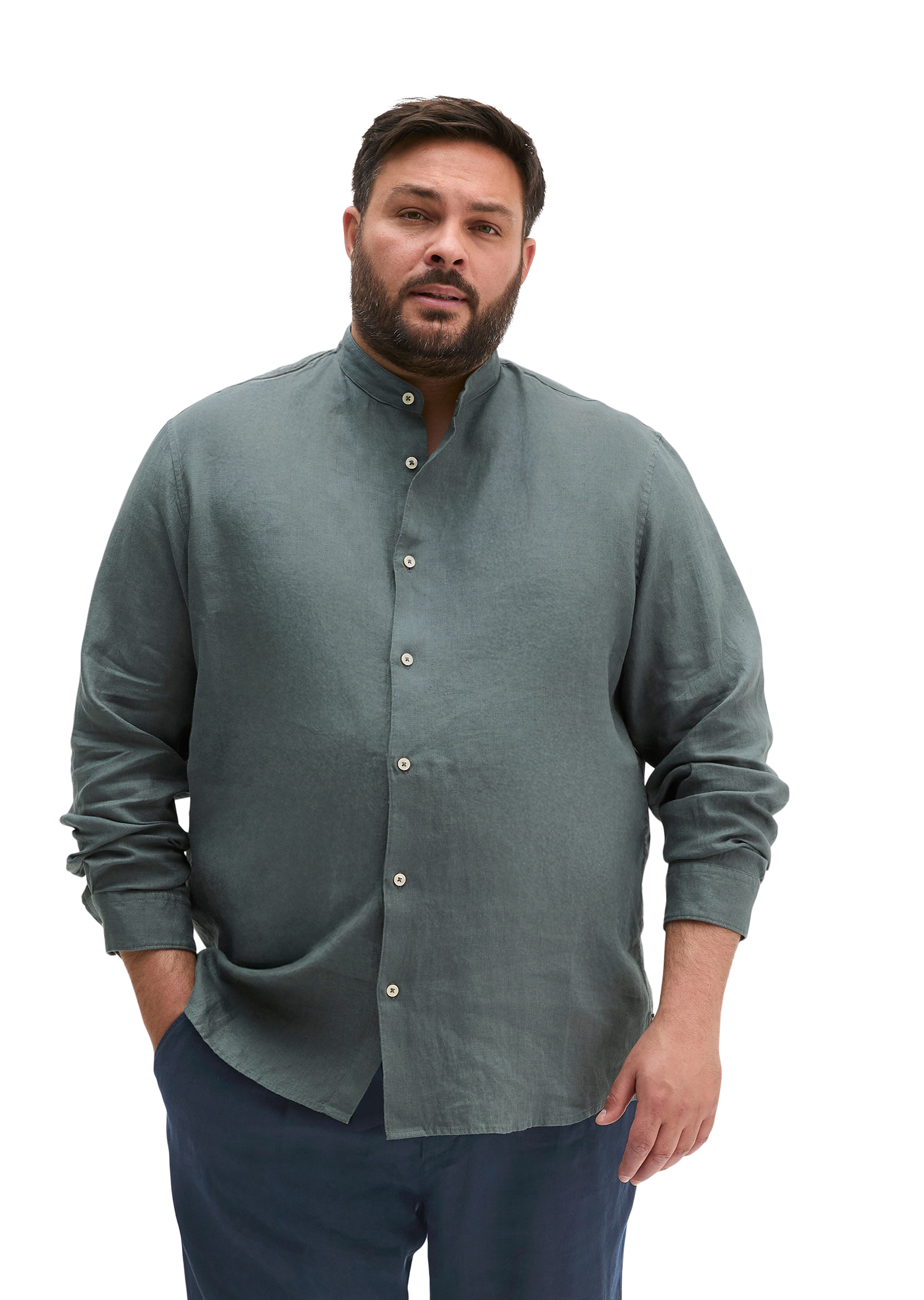 Chemise à col droit regular en pur lin, MARC O'POLO