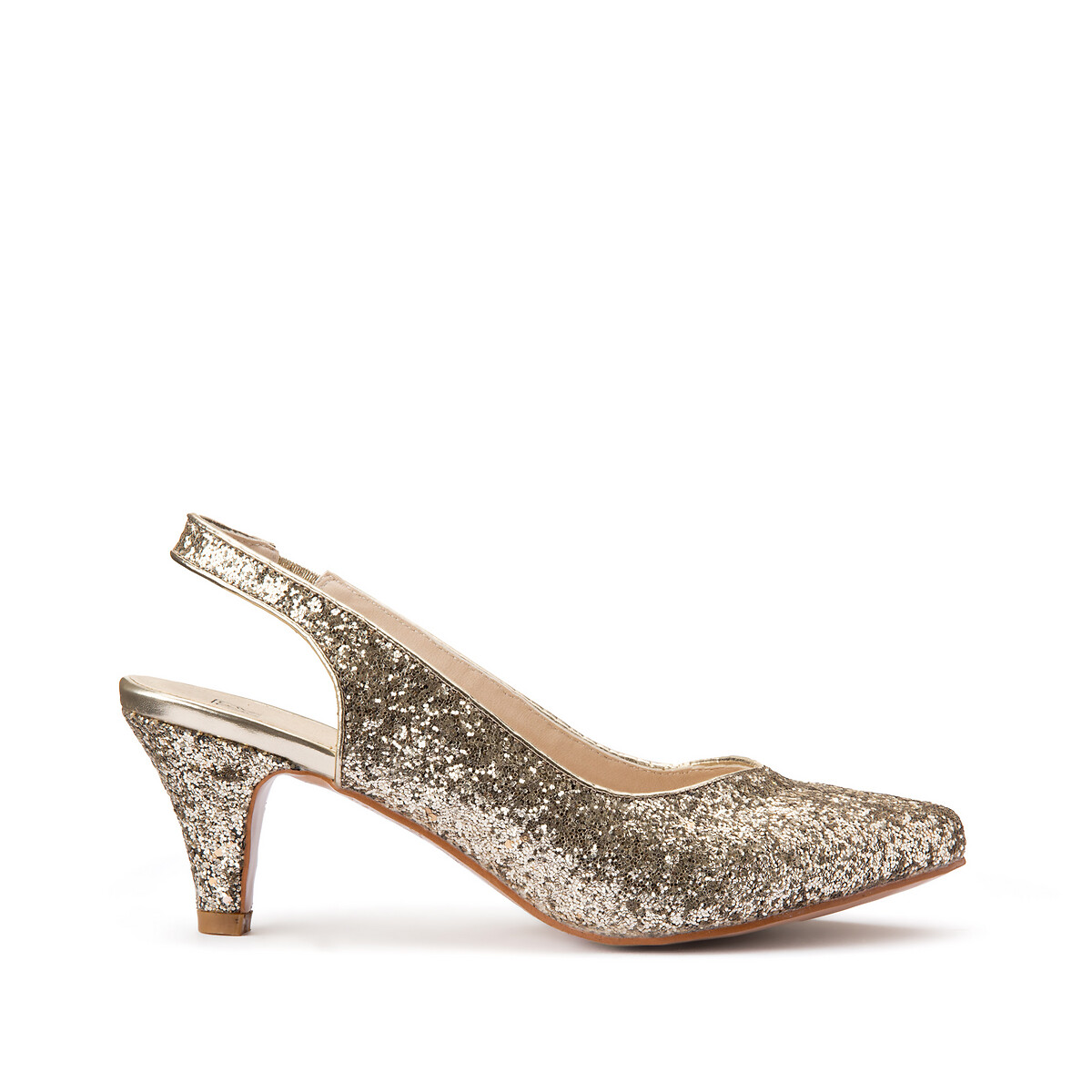 Wide fit glittery stilettos with pointed toe , gold-coloured, La ...