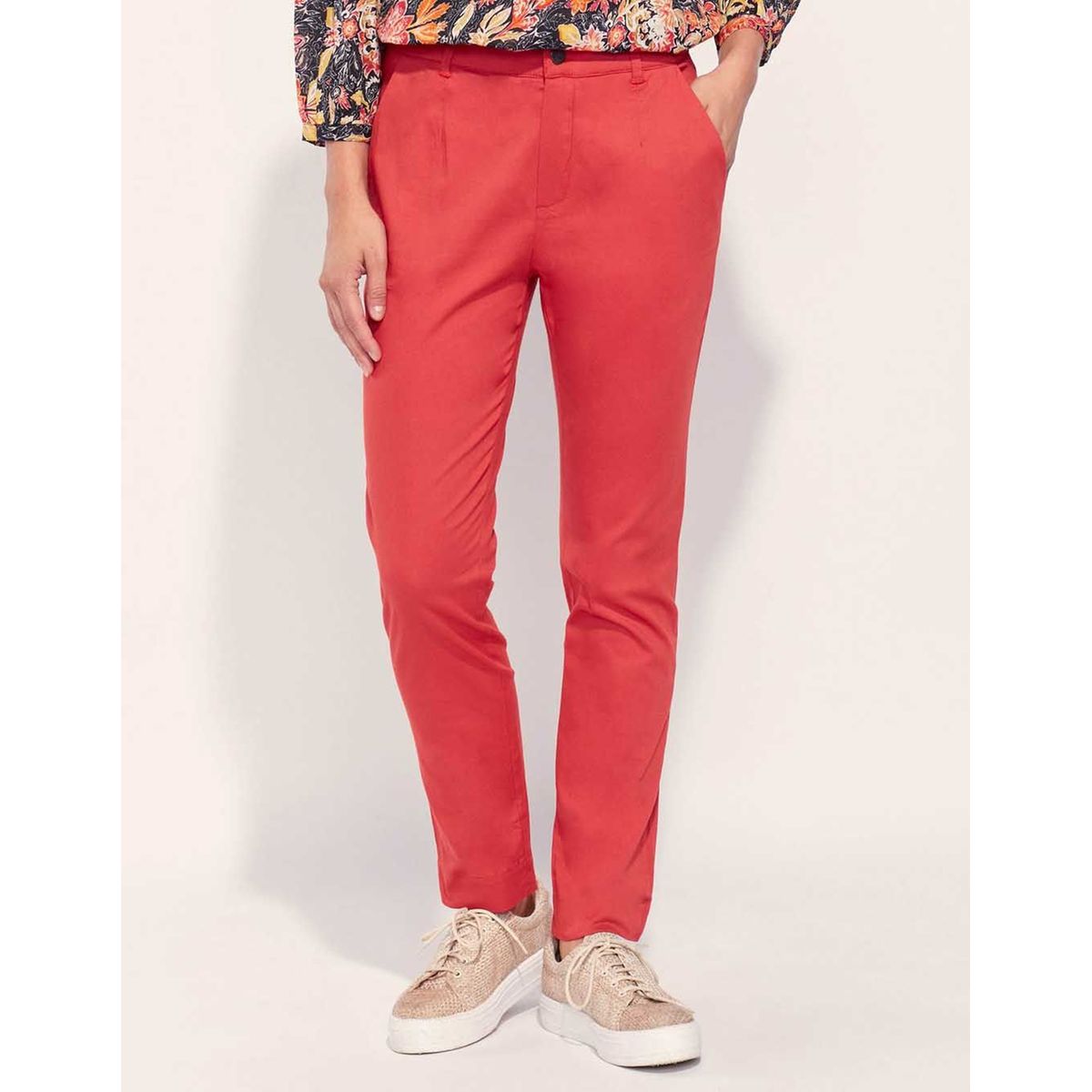 Pantalon cigarette rouge La Redoute