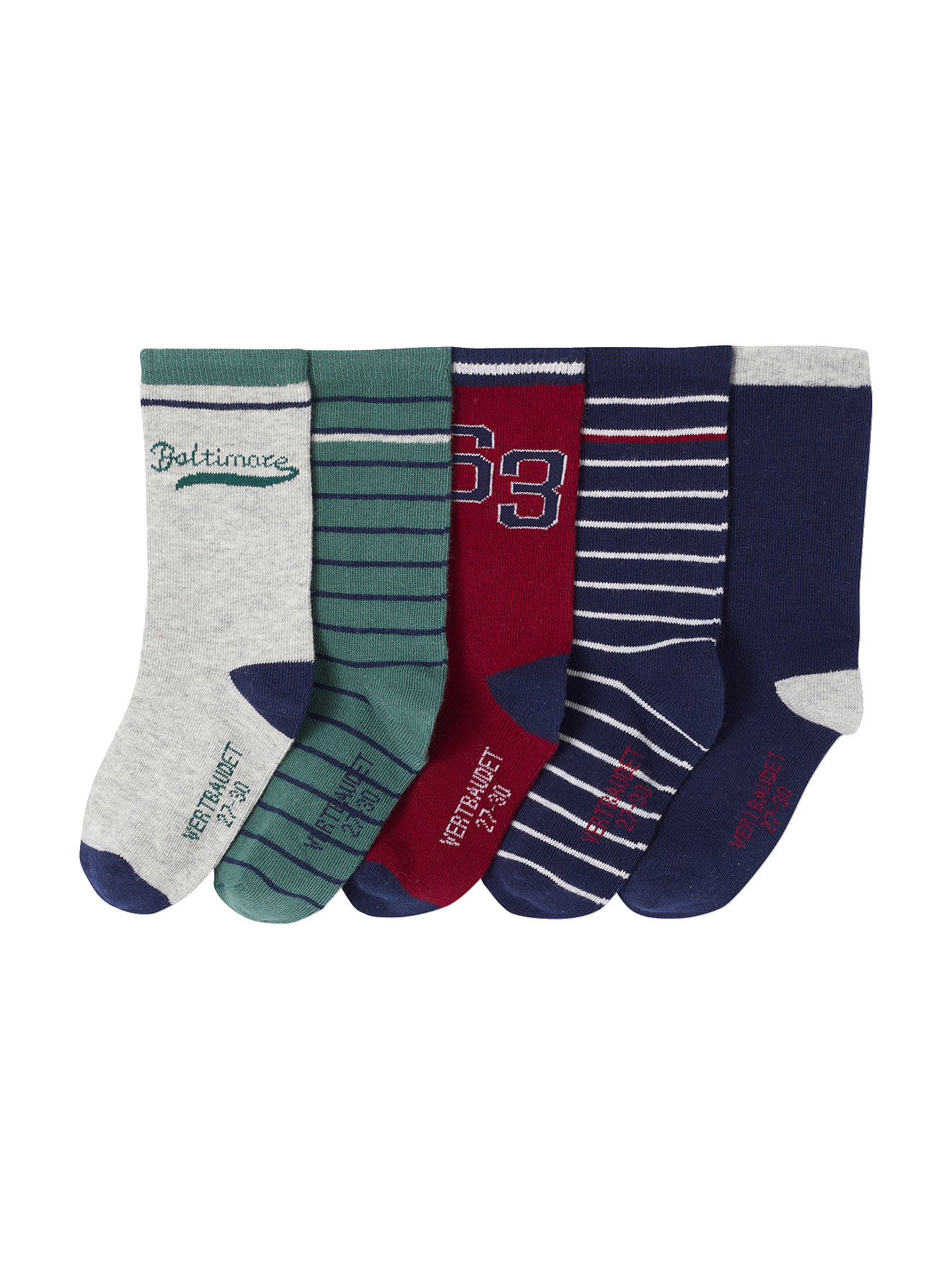 Lot de 5 paires de chaussettes « Baltimore », VERTBAUDET