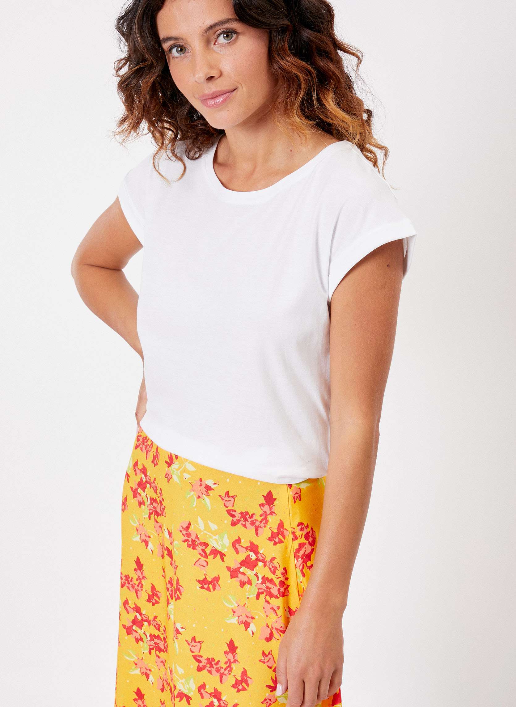 Tee shirt coton bio dentelle uni CEBANE, LA FIANCÉE