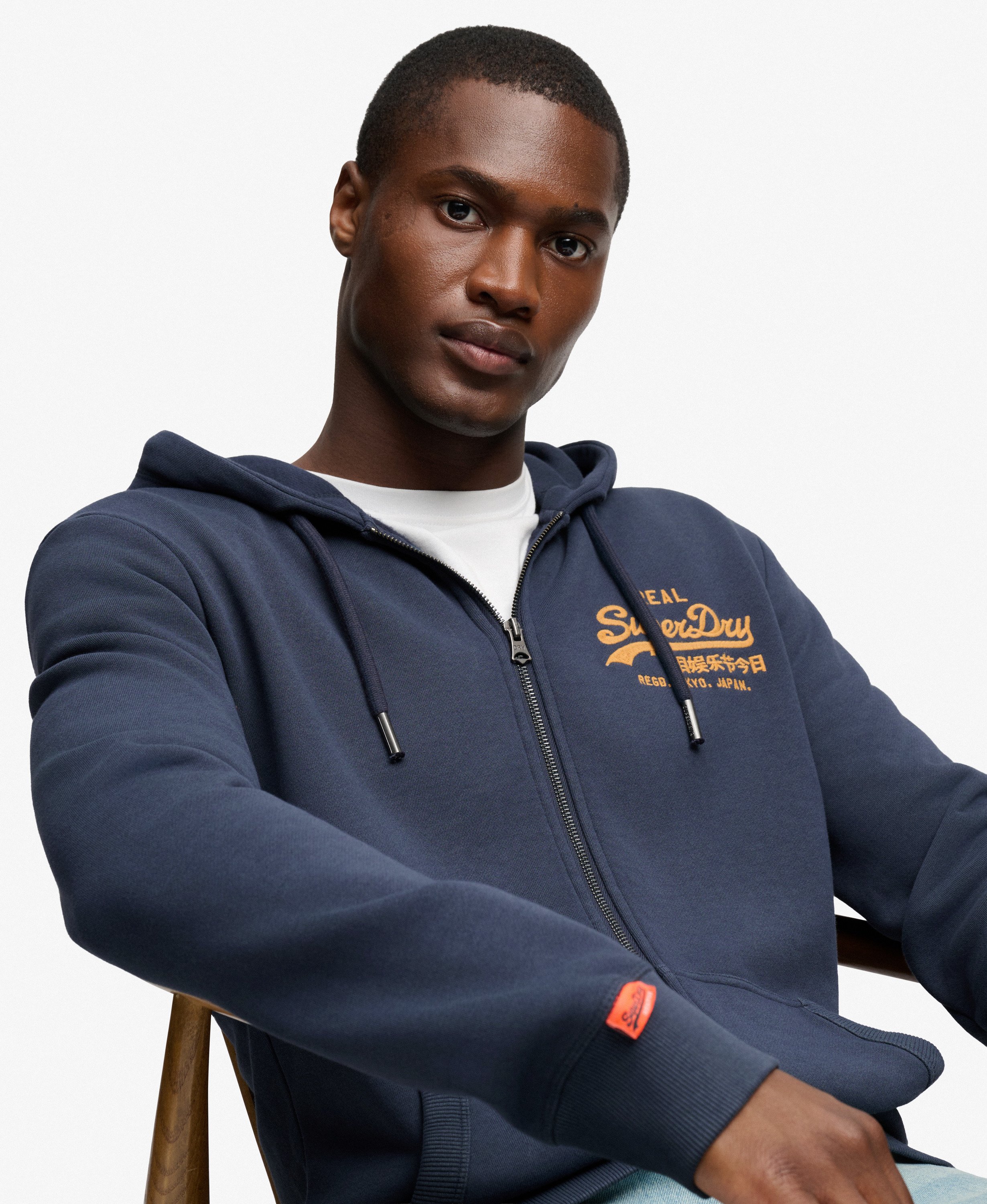 Sweat zippé à capuche Vintage Logo coupe décontractée, SUPERDRY