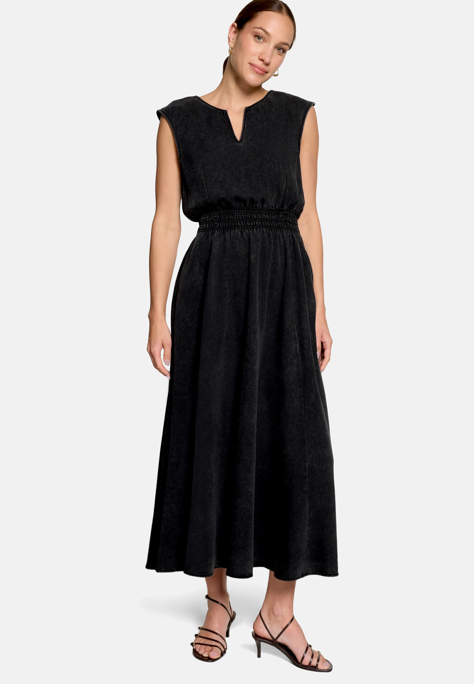 Robe longueur midi à taille élastique, ZERO