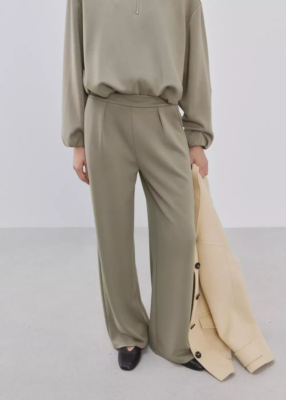 Pantalon droit taille élastique, MANGO