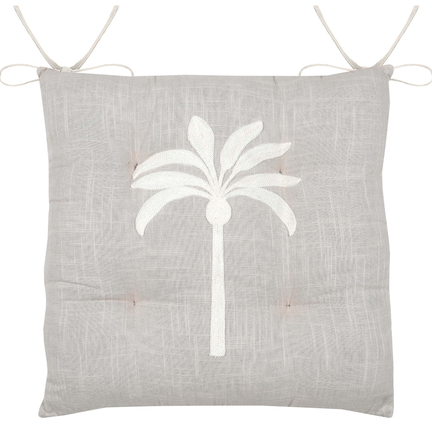 Galette de chaise brodée motif palmier, LOVELY CASA