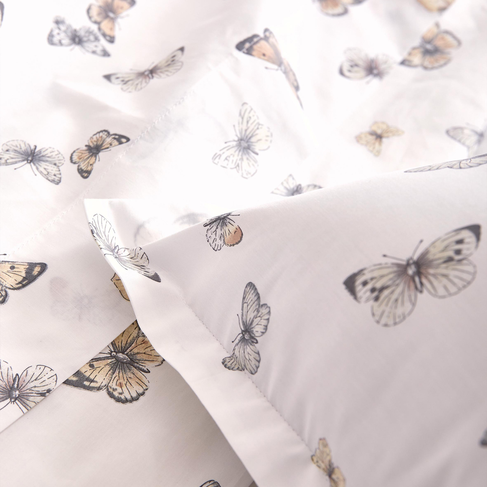 Taie d’oreiller percale de coton 80 fils motif papillons, TRADILINGE