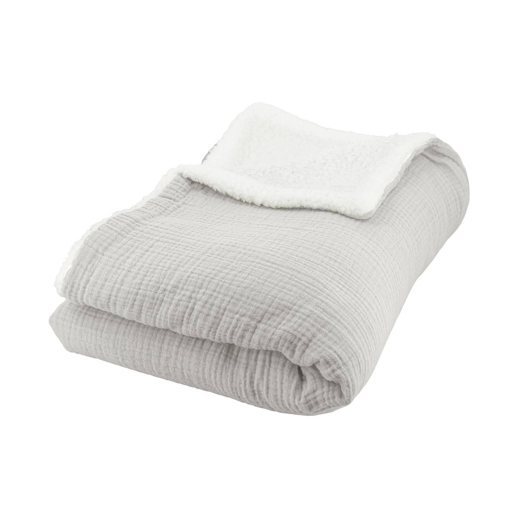 Plaid sherpa et gaze de coton 130 x 170cm ALIX, SWEEEK