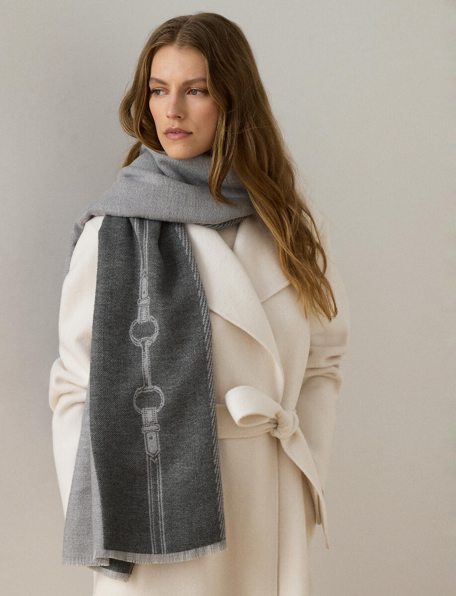 Sciarpa bicolore, con motivo equestre, LAUREN RALPH LAUREN