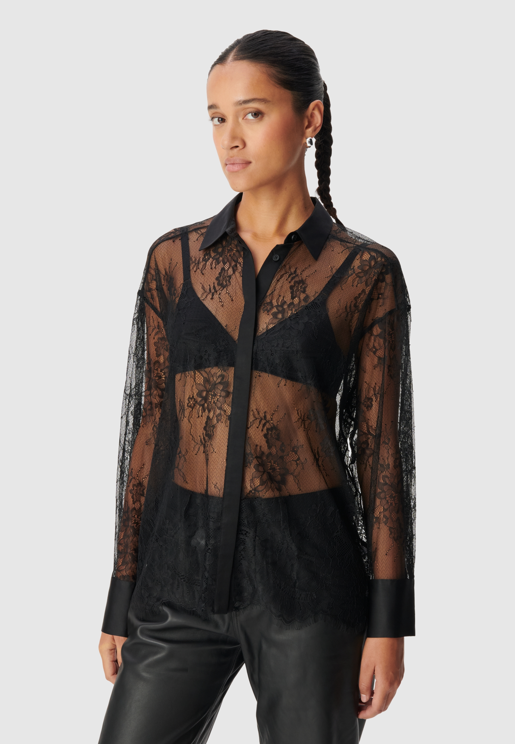 Chemise dentelle col satiné, IKKS