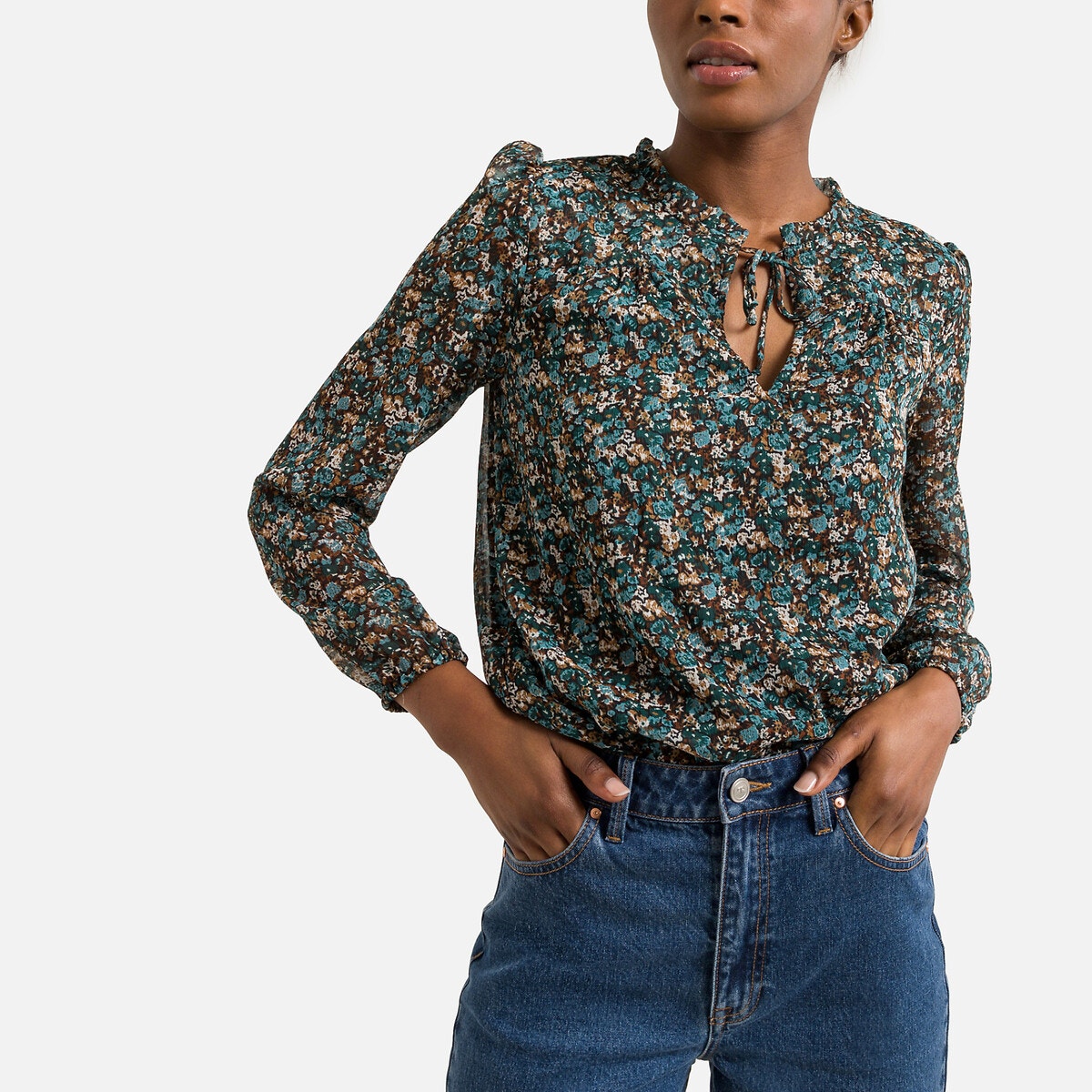Blouse décontractée imprimée à col en V