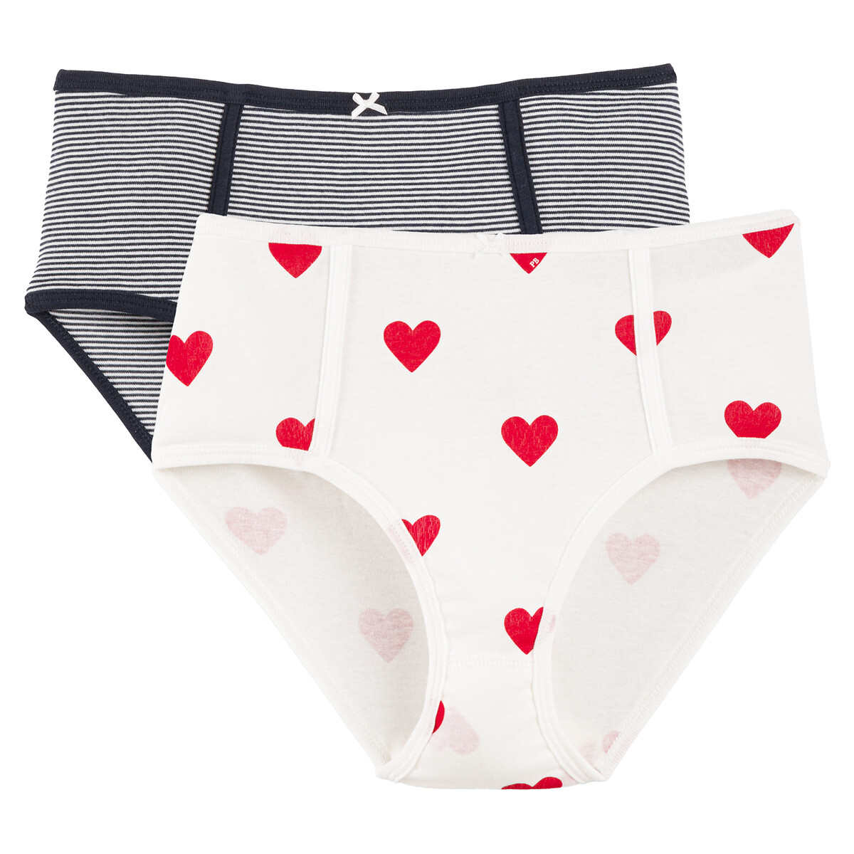 Lot de 2 culottes hautes en coton imprime raye Petit Bateau La Redoute