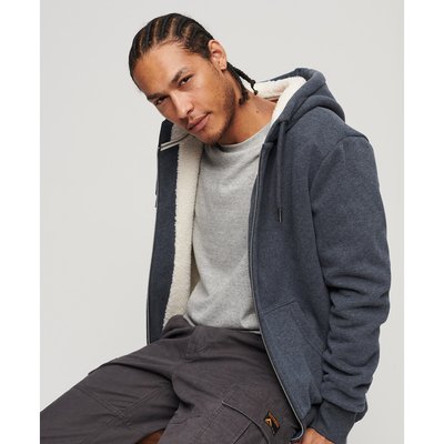 Essential Borg Zip-Up Hoodie in Cotton Mix SUPERDRY