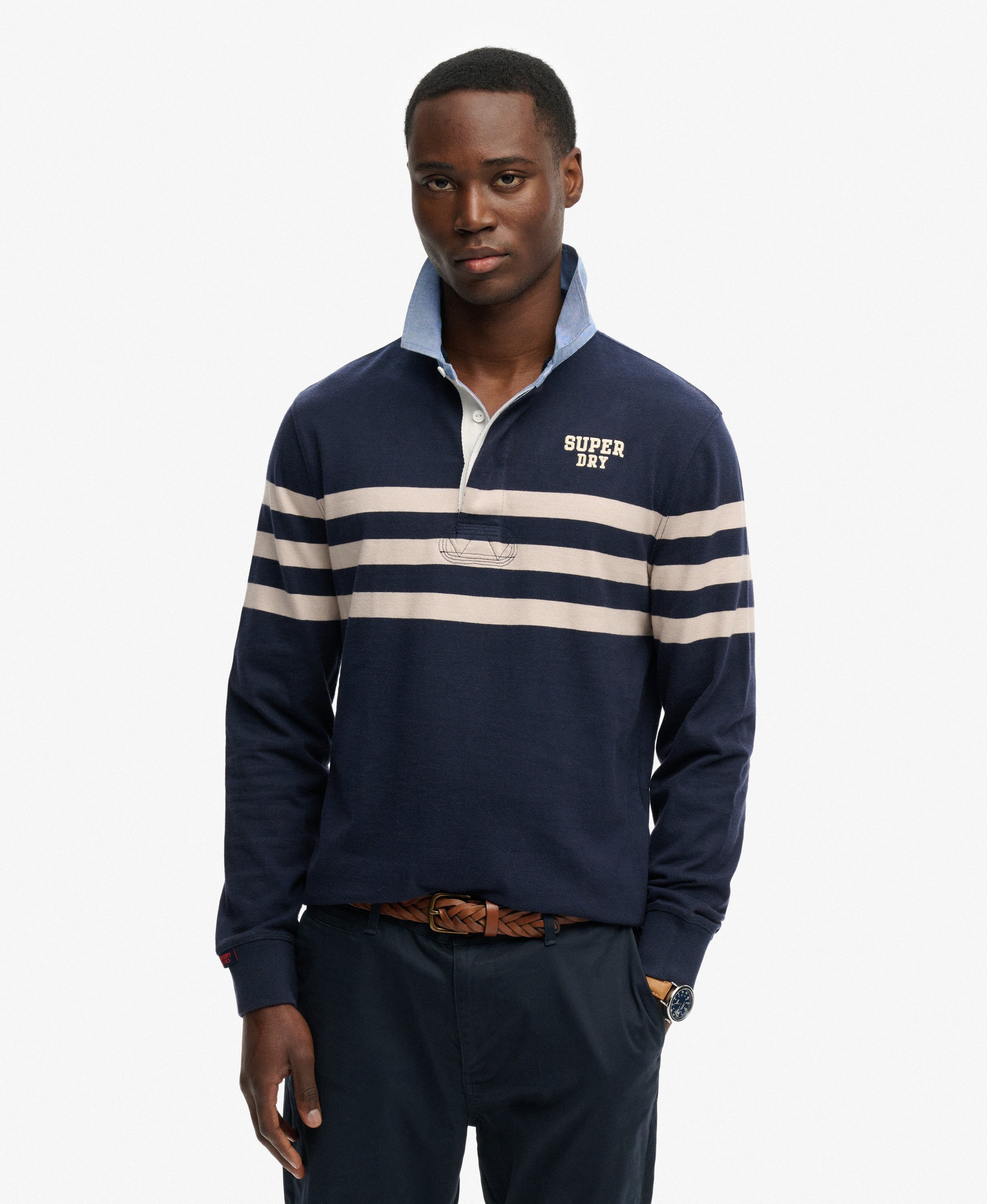 Polo de rugby à bande poitrine Vintage, SUPERDRY
