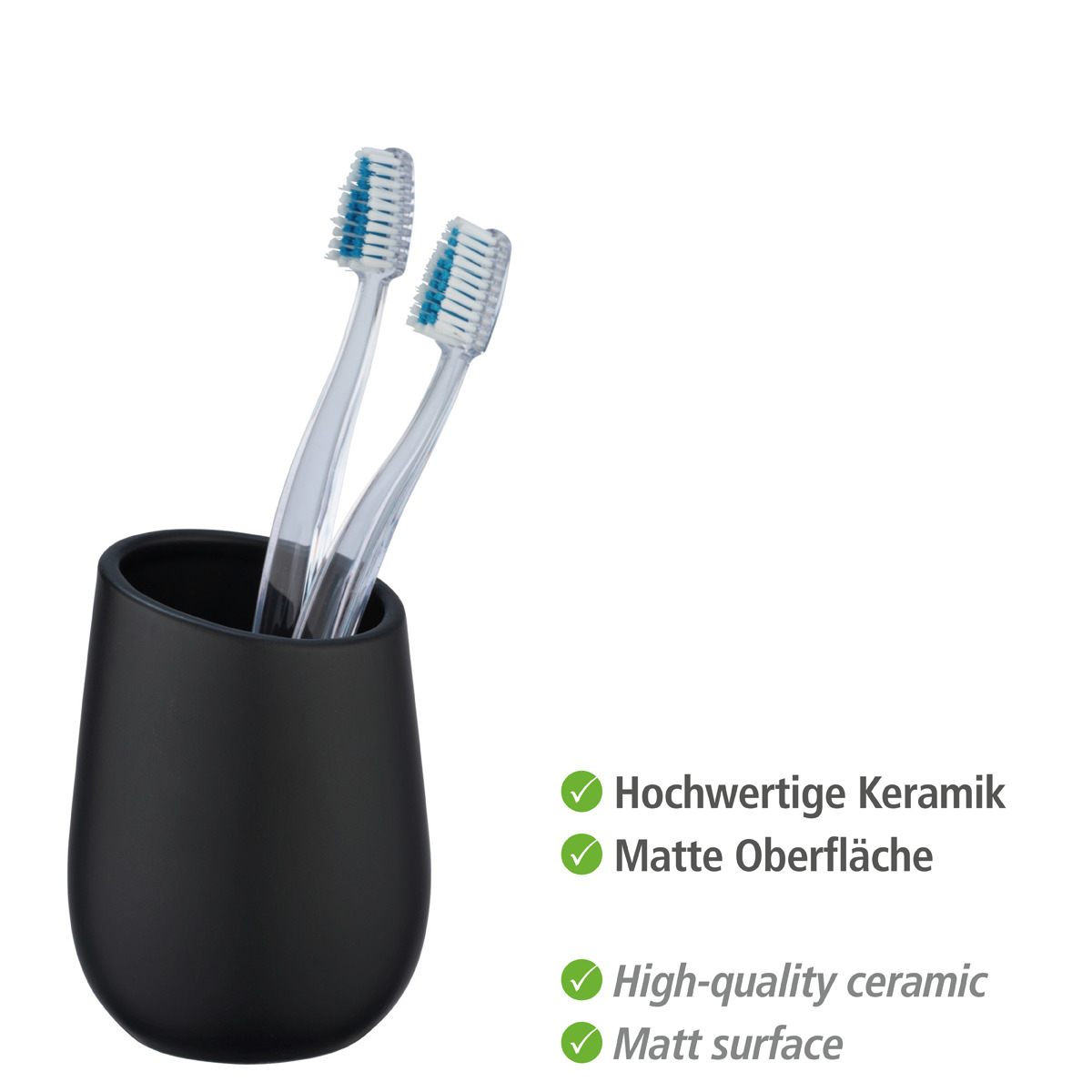 WENKO Gobelet Solid Acier INOX Porte-Brosse à Dents Satiné - Élégant Et Pratique Pour Votre Salle De Bain