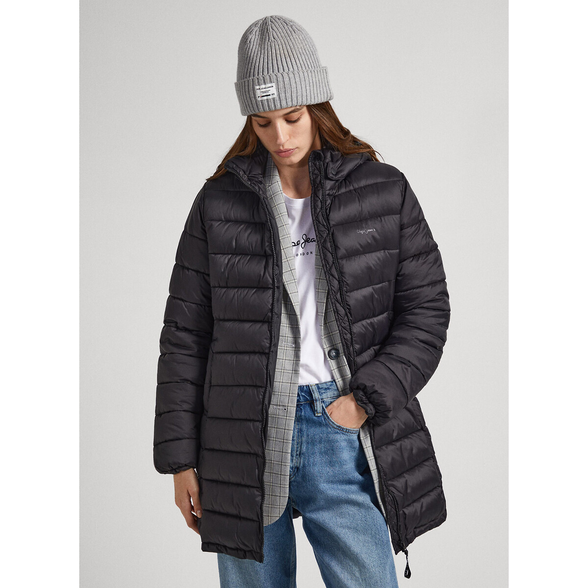 Recycled hooded padded jacket, black, Pepe Jeans | La Redoute