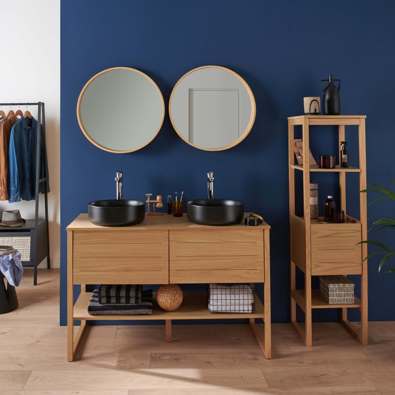 Meuble double +vasque +miroir +colonne ATOLL, MOB IN