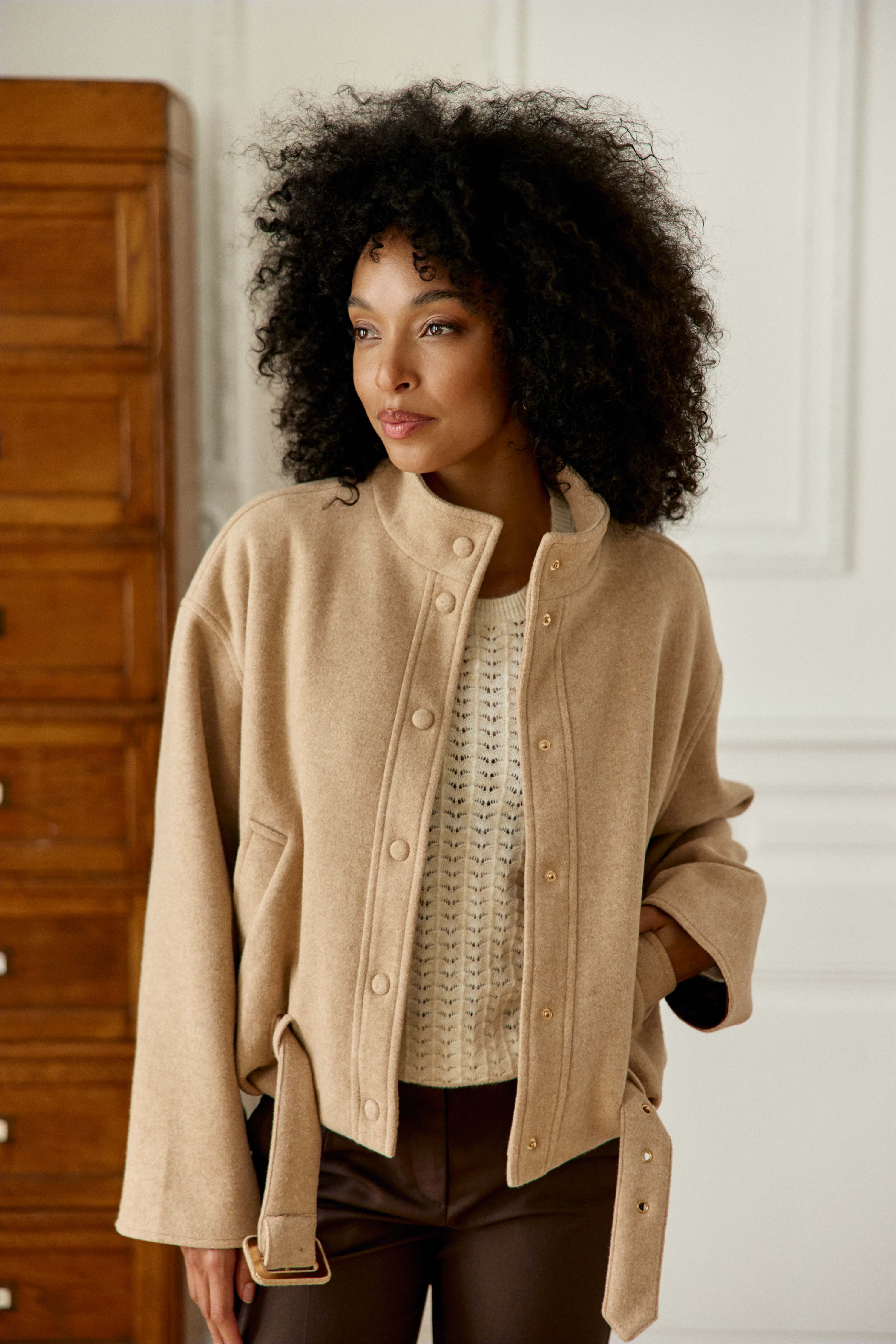 Manteau col montant uni NAELA, LA PETITE ETOILE
