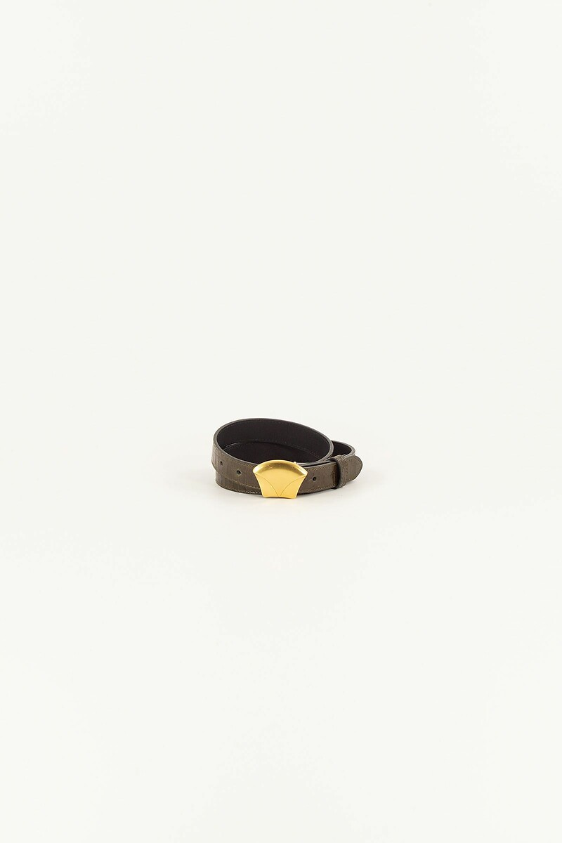 Diviluz E Leather Belt with Buckle, SESSUN